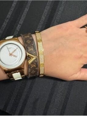 Gold-Tone Crystal Hinged Bangle Bracelet